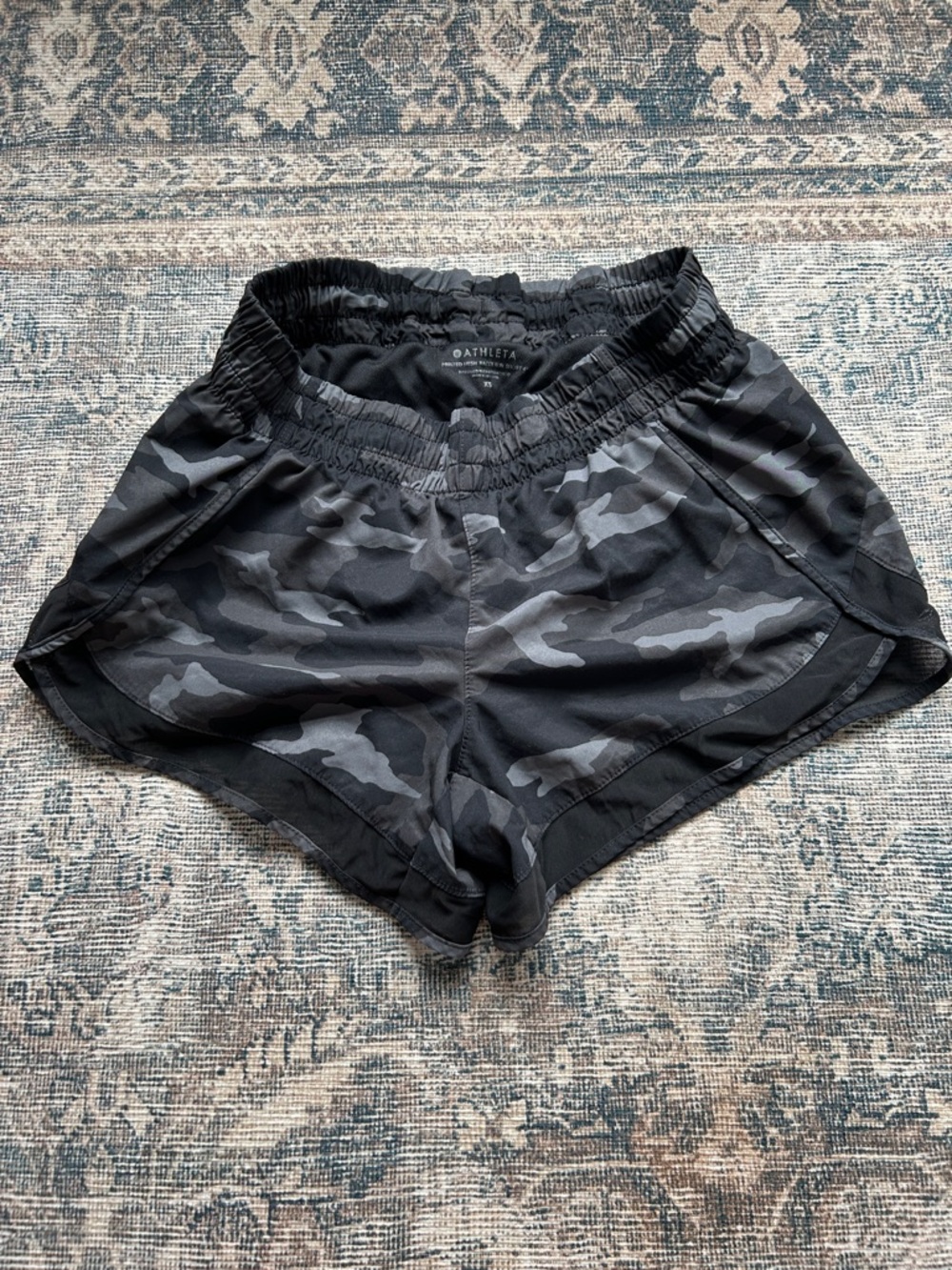 Athleta Black Gray Camo Athletic Shorts